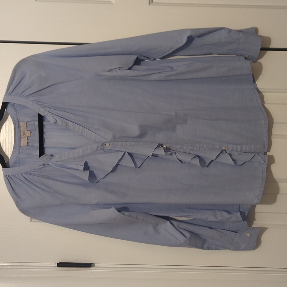 Ann Taylor Loft ruffle front no collar blouse - size XL